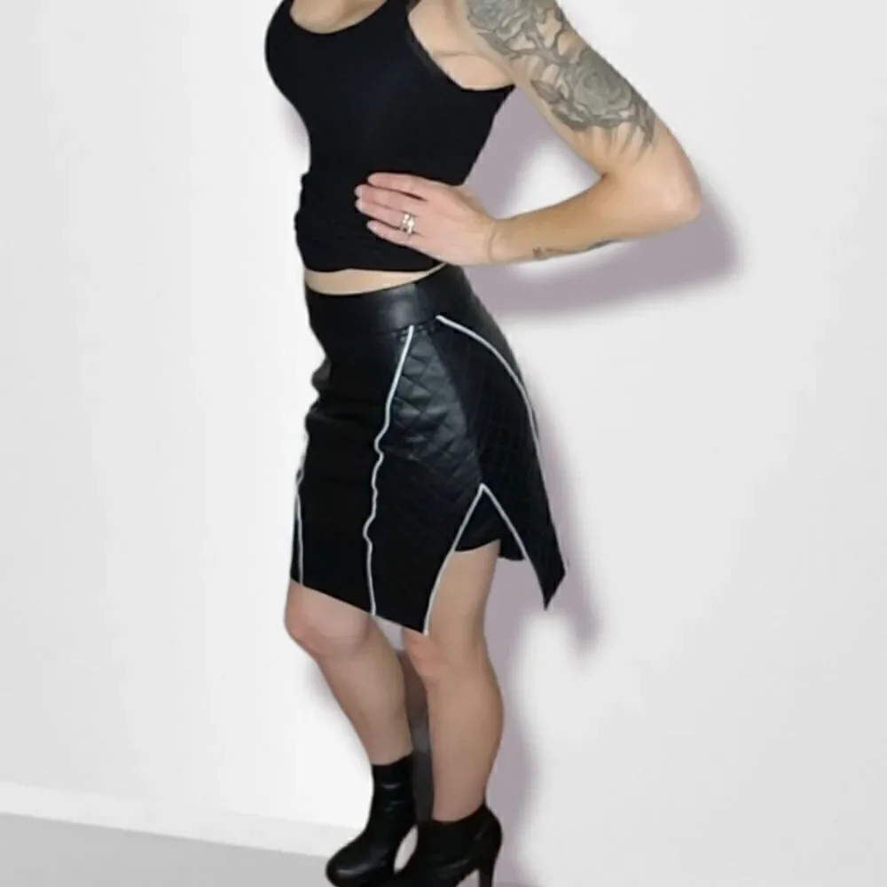 NWT Quilted leather asymmetrical moto skirt